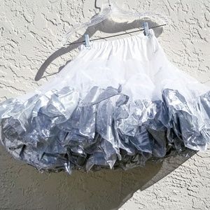 Ruffled White Silver Petticoat Tutu • Vintage 80's